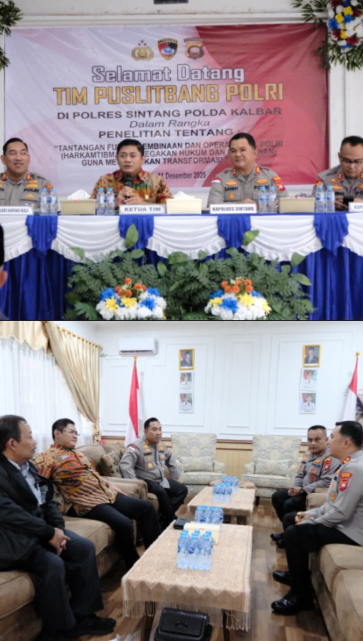 Tim Puslitbang Polri Laksanakan Penelitian Di Polres Sintang, Bahas Tantangan Fungsi Pembinaan Dan Operasional Polri