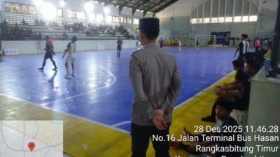 Personil Polsek Rangkasbitung Polres Lebak Giat Patroli dan Monitoring Turnamen Futsal Antar SMK