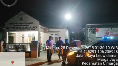 Giat Patroli Malam Personil Polsek Cimarga Polres Lebak Di Jalan Raya Leuwidamar-Cimarga