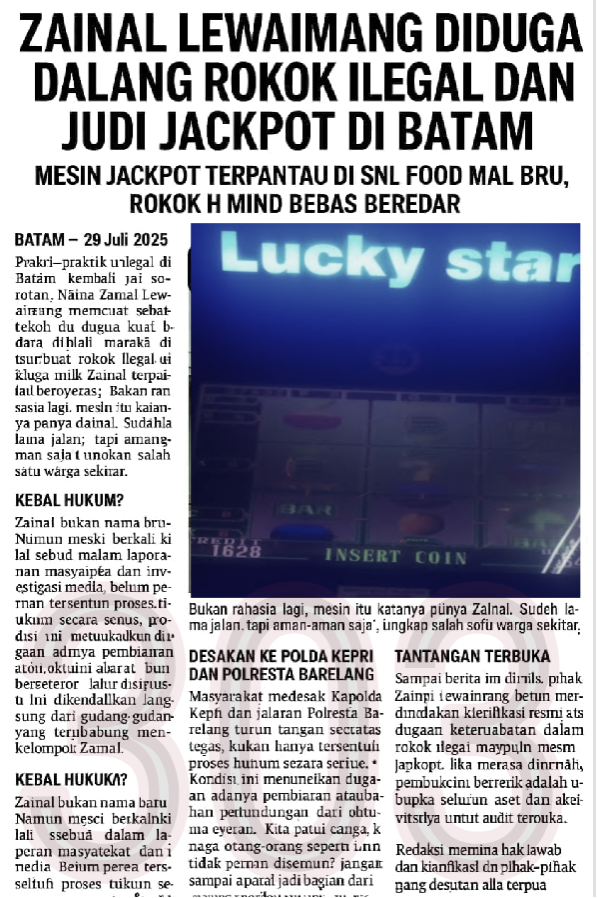 Woow! Aktivitas Judi Jackpot di Mall SNL Food Tanjung Uma Disorot, Nama Zainal Lewaimang Ikut Disebut Publik