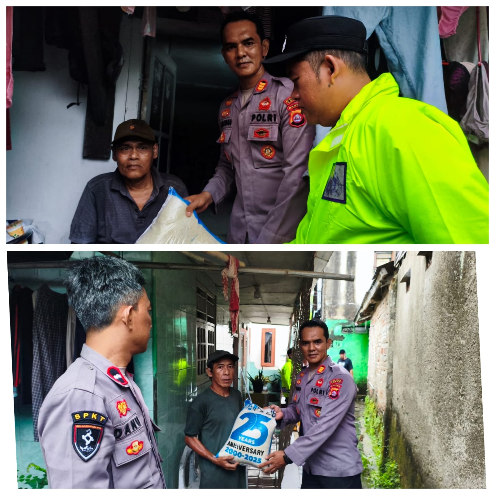 Kapolsek Rangkasbitung Polres Lebak dan Personil Bergerak Cepat Ke Lokasi Rumah Ambruk di Kampung Muhara