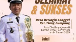Bupati M. Syukur Bangga, Desa Beringin Sanggul Raih Juara 2 Lomba Desa Tingkat Provinsi Jambi