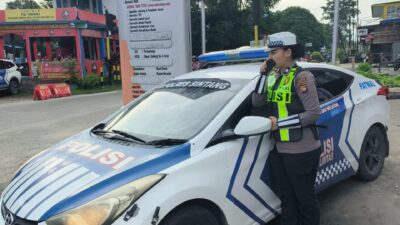 Unit Kamsel Sat Lantas Polres Sintang Gelar Penyuluhan Keliling di Sejumlah Titik Rawan Lalu Lintas