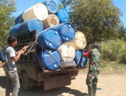 Kodim 0106/Aceh Tengah Salurkan Bantuan Logistik Drum Plastik Untuk Bahan Jembatan Apung