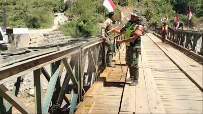TNI Percepat Pembangunan Jembatan Bailey Krueng Pelang