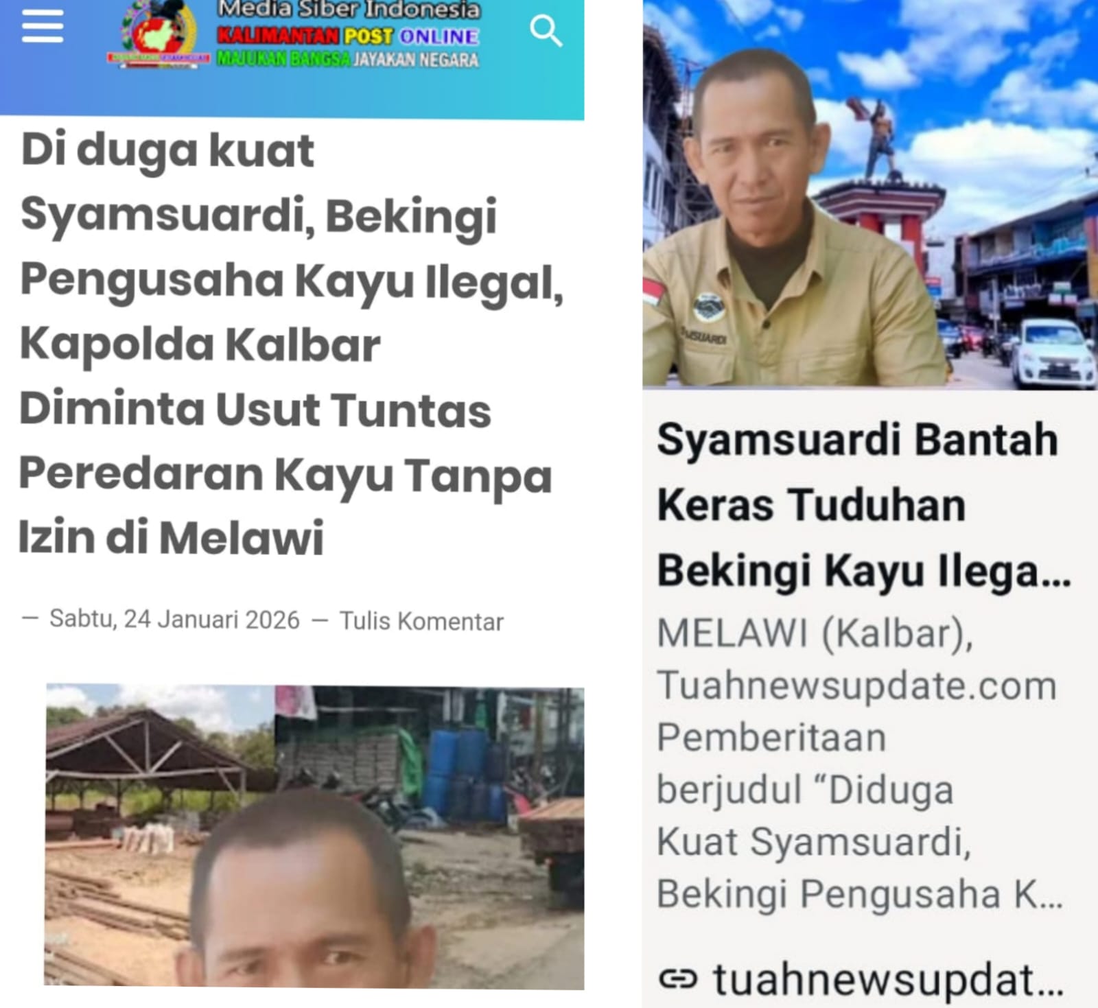 Kasus Kayu Ilegal Melawi Memanas: Syamsuardi Dituding Beking, Ancaman Laporan Hukum Dilontarkan