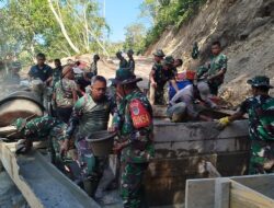 Pembangunan Jembatan Gantung Burni Bius Capai 39 Persen, Babinsa Lakukan Monitoring