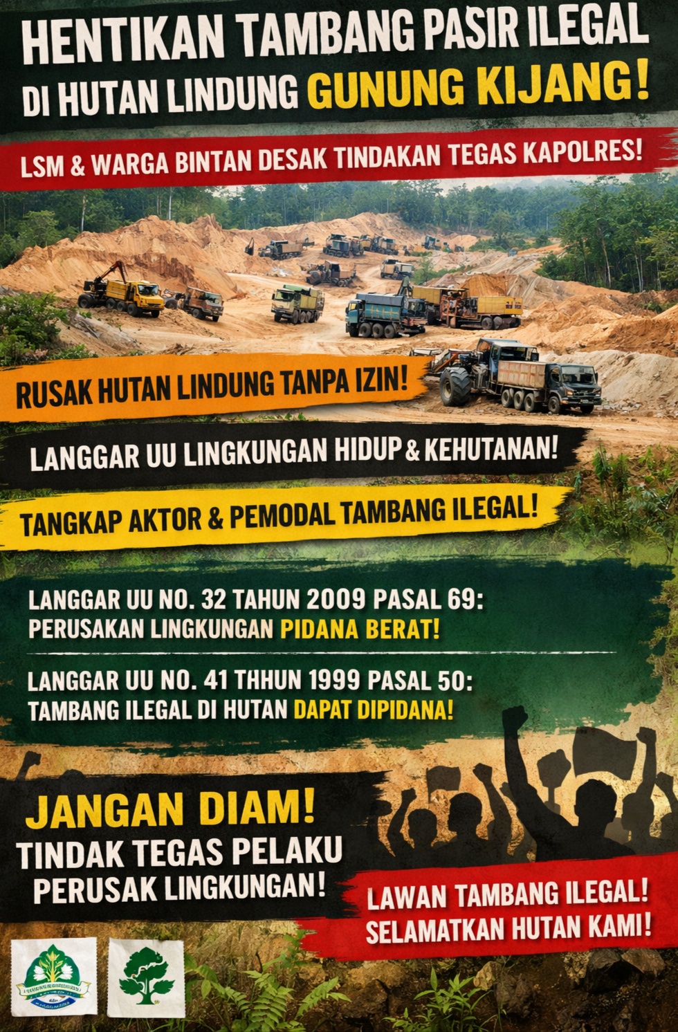 LSM dan Warga Desak Kapolres Bintan Bertindak Tegas Hentikan Tambang Pasir Ilegal di Hutan Lindung Gunung Kijang