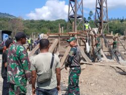 Dandim 0106/Aceh Tengah Tinjau Pengecoran Pondasi Jembatan Gantung di Desa Burlah