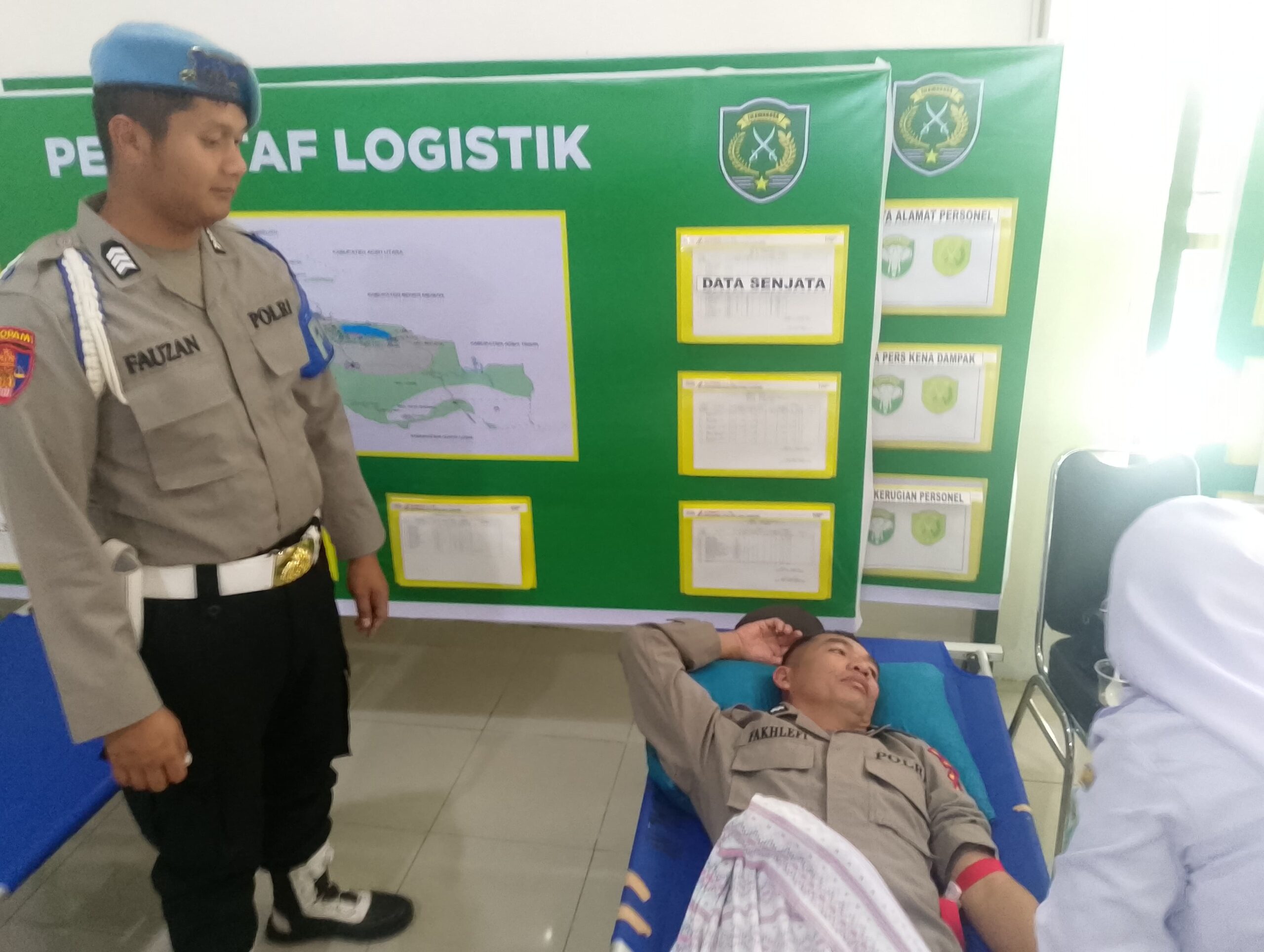 Personel Polres Aceh Tengah dan Bhayangkari Ikuti Bakti Kesehatan Donor Darah HUT Kartika Candra Kirana ke-80 di Makodim 0106