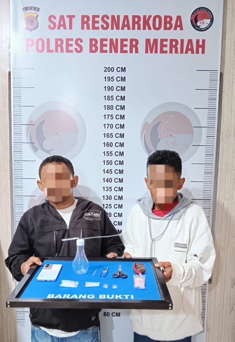Digerebek Dini Hari, Dua Petani di Bener Meriah Ditangkap Polisi dengan 10,4 Gram Sabu