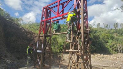 Pembangunan Jembatan Gantung di Desa Burlah Aceh Tengah Capai 46,5 Persen