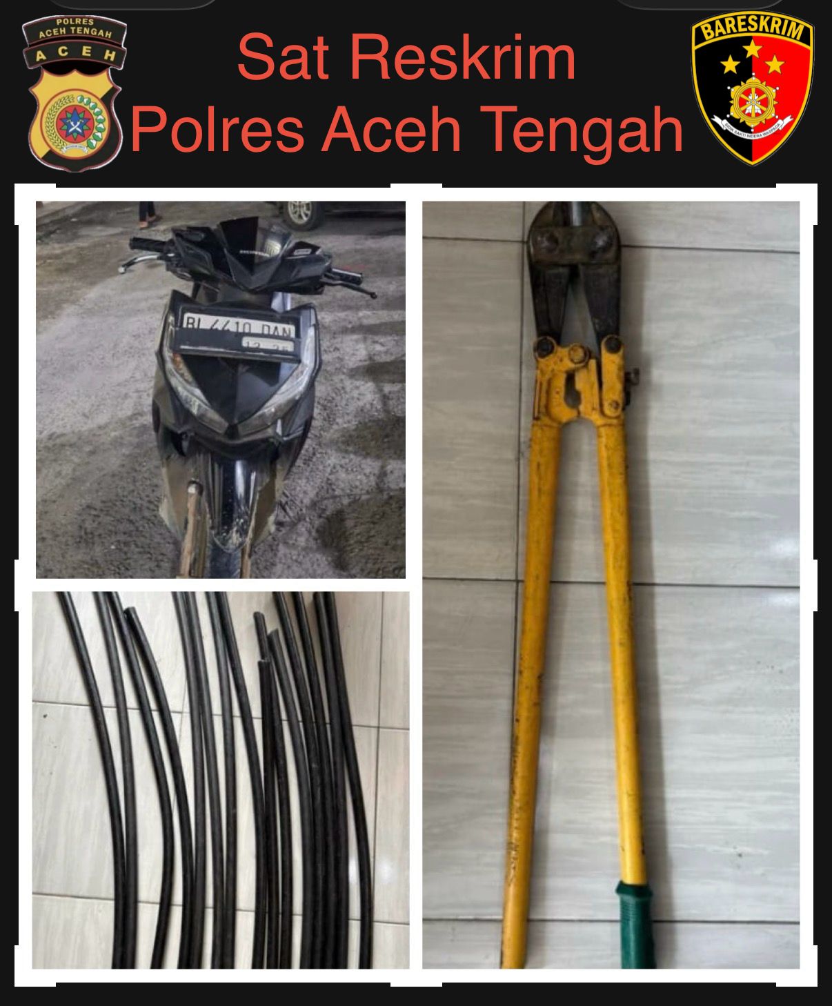 Dua Pelaku Pencurian Kabel di Kecamatan Linge Diamankan Polres Aceh Tengah