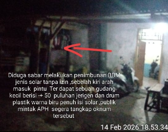 Di Diduga Rumah Sabar Tempat Penampung,Penimbun Serta Menjual BBM Ilegal Jenis solar Tanpa Izin 