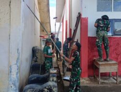 Satgas TNI Lakukan Rehabilitasi SMPN 26 Takengon Pasca Longsor dan Banjir Bandang di Linge