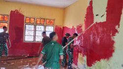Satgas Gulbencal Lanjutkan Rehabilitasi SMPN 26 Takengon, Progres Pengecatan Capai 55 Persen