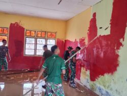 Satgas Gulbencal Lanjutkan Rehabilitasi SMPN 26 Takengon, Progres Pengecatan Capai 55 Persen