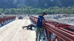 Satgas Gulbencal Kodim 0106/Aceh Tengah Rampungkan Pemasangan Jembatan Bailey di Ketol